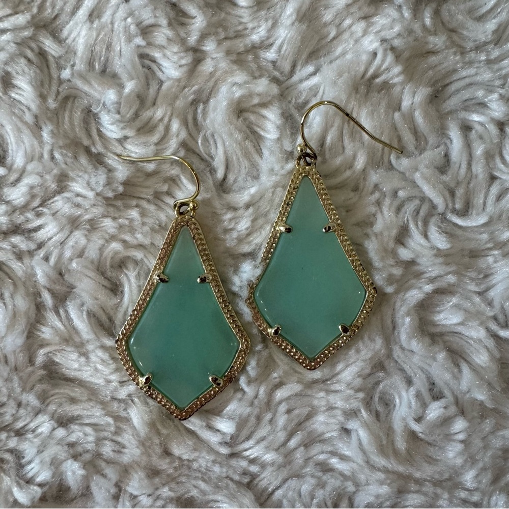 Kendra Scott Gold and Mint Green Earrings